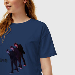 Футболка оверсайз женская Тэхен BTS, цвет: тёмно-синий — фото 2
