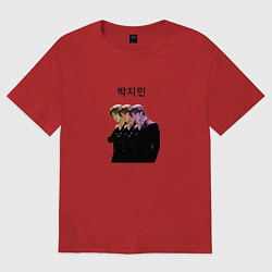 Футболка оверсайз женская Чимин BTS, цвет: красный