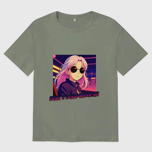 Женская футболка оверсайз Ретровейв аниме девушка / Авокадо – фото 1