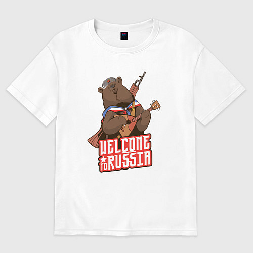Женская футболка оверсайз Медведь России / Белый – фото 1