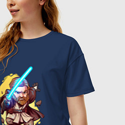 Футболка оверсайз женская Звёздные войны: Оби-Ван Кеноби - арт, цвет: тёмно-синий — фото 2