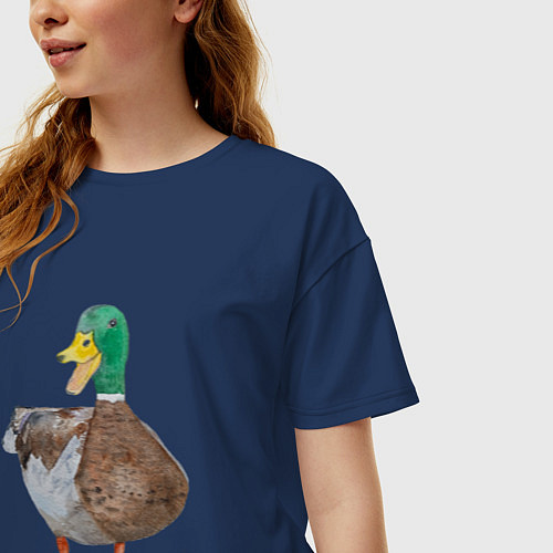 Женская футболка оверсайз Утка селезень / Тёмно-синий – фото 3