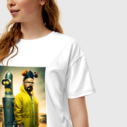 Футболка оверсайз женская Хайзенберг и Бендер пустились во все тяжкие мем, цвет: белый — фото 2