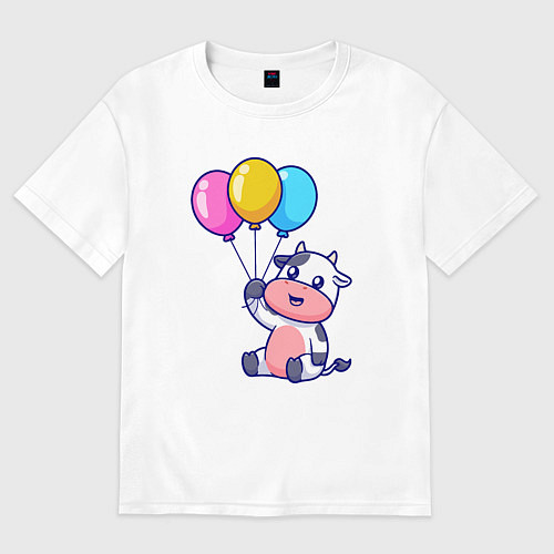 Женская футболка оверсайз Коровка с шариками / Белый – фото 1