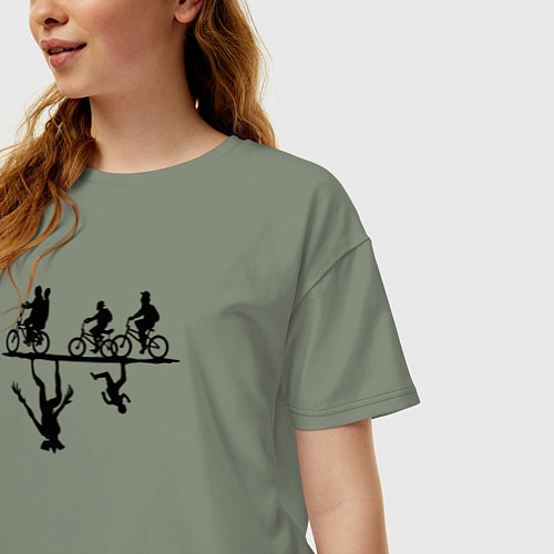 Женская футболка оверсайз Очень странные дела параллельный мир / Авокадо – фото 3