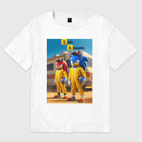 Женская футболка оверсайз Ёжик Соник и ехидна пустились во все тяжкие / Белый – фото 1