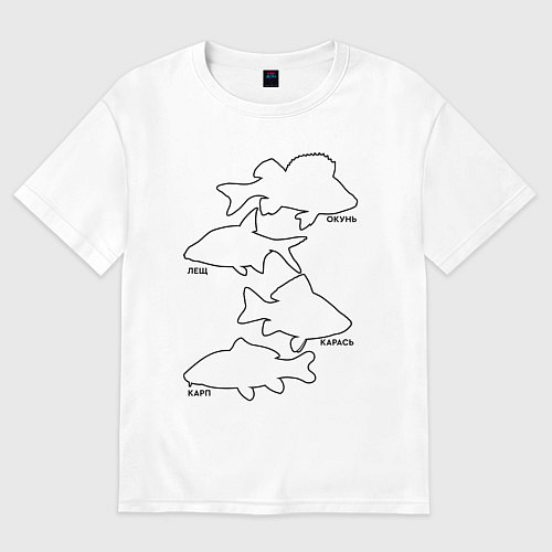 Женская футболка оверсайз Контуры рыб / Белый – фото 1