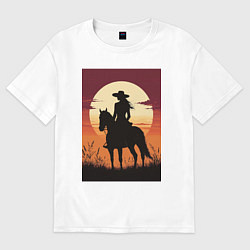 Футболка оверсайз женская Всадница в стиле дикого запада, цвет: белый