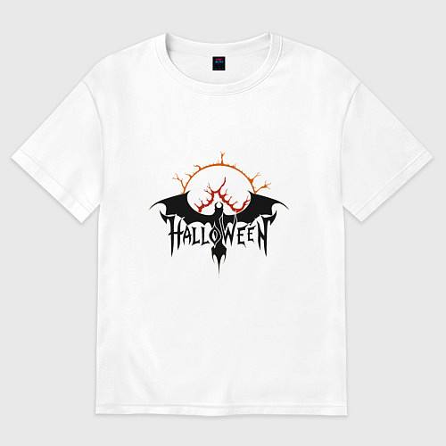 Женская футболка оверсайз Эмблема Хэллоуин / Белый – фото 1