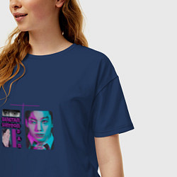 Футболка оверсайз женская Чонгук, цвет: тёмно-синий — фото 2