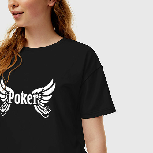 Женская футболка оверсайз Покер с крыльями / Черный – фото 3