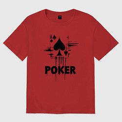 Футболка оверсайз женская Покер туз пик, цвет: красный