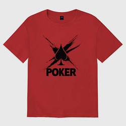 Футболка оверсайз женская Покер пики с брызгами, цвет: красный
