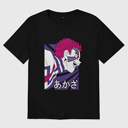 Футболка оверсайз женская Клинок, рассекающий демонов Аказа, цвет: черный