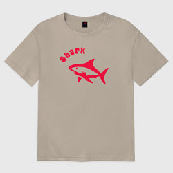 Женская футболка оверсайз Акула-красный силуэт