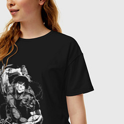 Футболка оверсайз женская Тодзи Фушигуро - цепи, цвет: черный — фото 2