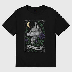 Женская футболка оверсайз Серая лиса под луной