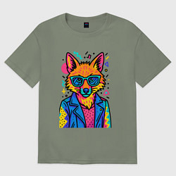 Футболка оверсайз женская Лиса Pop Colors, цвет: авокадо