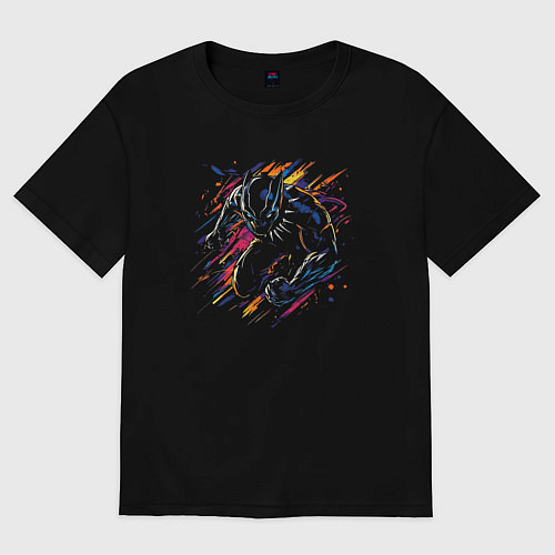Женская футболка оверсайз Color panther / Черный – фото 1