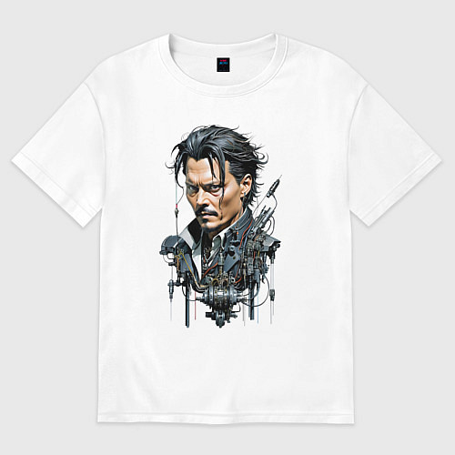 Женская футболка оверсайз Cyborg Johnny Depp / Белый – фото 1