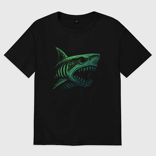 Женская футболка оверсайз Клыкастая акула / Черный – фото 1