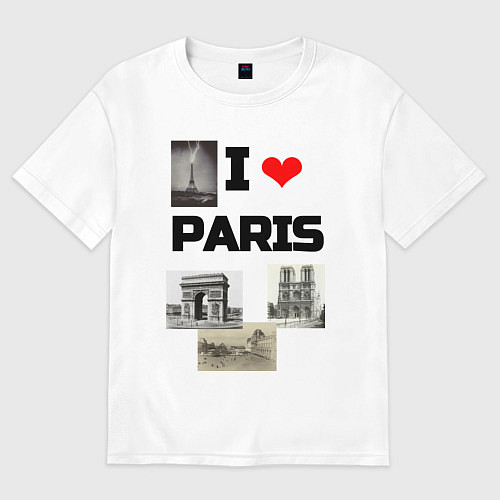 Женская футболка оверсайз I love Paris / Белый – фото 1
