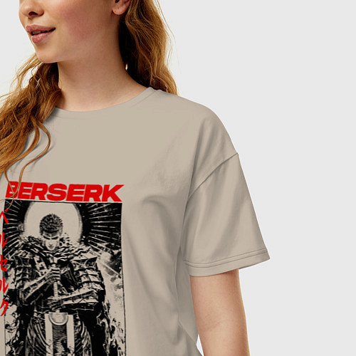 Женская футболка оверсайз Berserk - poster / Миндальный – фото 3