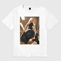 Женская футболка оверсайз Девушка-тигрица в облегающих щортиках