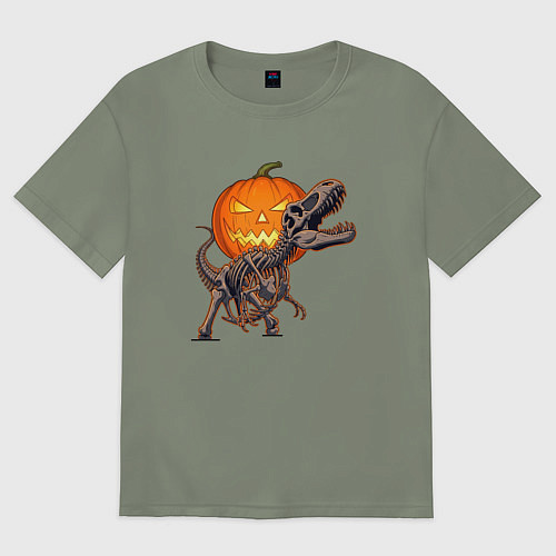 Женская футболка оверсайз Лампа Джека и скелет динозавра / Авокадо – фото 1