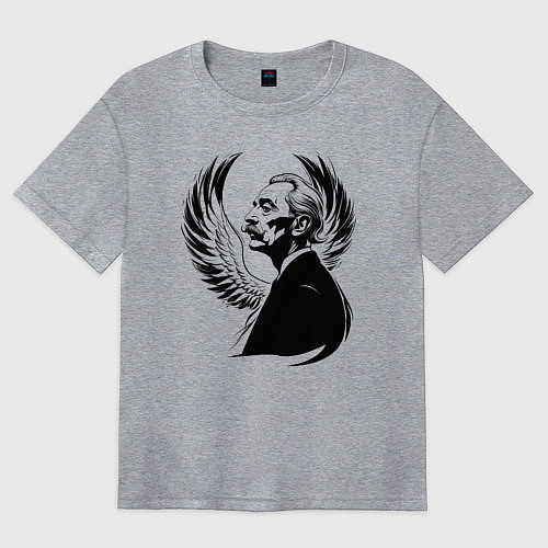 Женская футболка оверсайз Сальвадор Дали и крылья / Меланж – фото 1