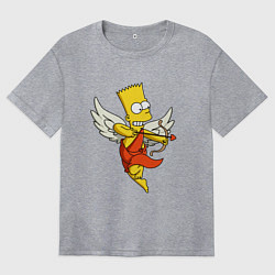 Футболка оверсайз женская Барт Симпсон амур, цвет: меланж