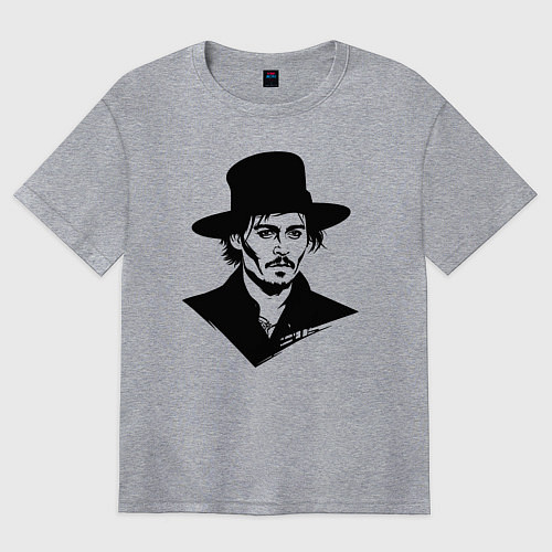 Женская футболка оверсайз Джонни Депп в шляпе / Меланж – фото 1