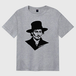 Футболка оверсайз женская Джонни Депп в шляпе, цвет: меланж
