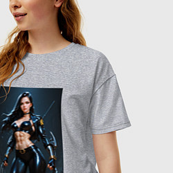 Футболка оверсайз женская Наемница с когтями, цвет: меланж — фото 2