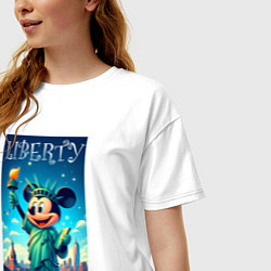 Футболка оверсайз женская Статуя свободы - Мики Маус, цвет: белый — фото 2