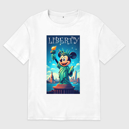 Женская футболка оверсайз Статуя свободы - Мики Маус / Белый – фото 1
