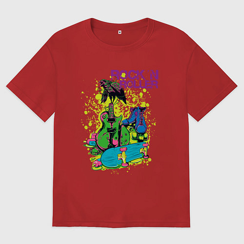 Женская футболка оверсайз Rock n Roller / Красный – фото 1