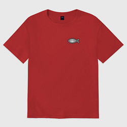 Футболка оверсайз женская Спаси и сохрани фигурный текст, цвет: красный