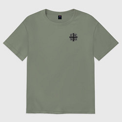 Женская футболка оверсайз Спаси и сохрани черно-белый орнамент