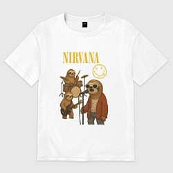 Футболка оверсайз женская Nirvana ленивцы, цвет: белый
