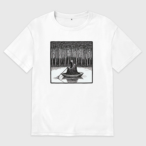 Женская футболка оверсайз Призрак в лодке / Белый – фото 1