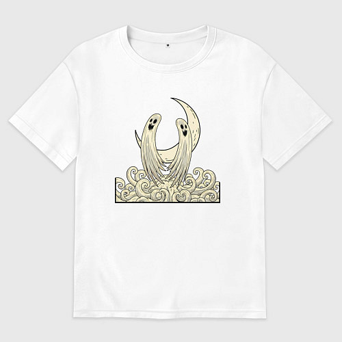 Женская футболка оверсайз Два духа под луной / Белый – фото 1