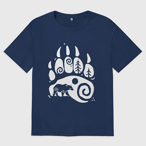 Женская футболка оверсайз Bear paw / Тёмно-синий – фото 1