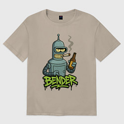 Женская футболка оверсайз Bender with beer