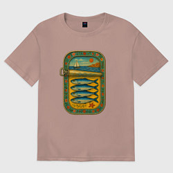 Женская футболка оверсайз Консервы - сардины и море