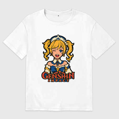 Женская футболка оверсайз Поп-арт Барбары Genshin Impact / Белый – фото 1
