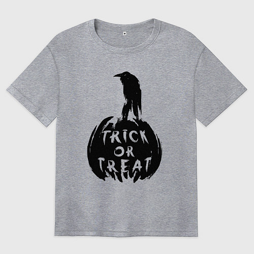 Женская футболка оверсайз Ворон - Хэллоуин / Меланж – фото 1