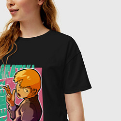 Футболка оверсайз женская Моб психо 100 Arataka Reigen, цвет: черный — фото 2