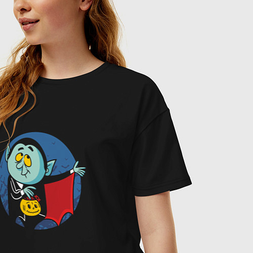 Женская футболка оверсайз Дракула и хэллоуин / Черный – фото 3