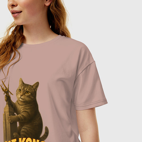 Женская футболка оверсайз Cat Cong / Пыльно-розовый – фото 3